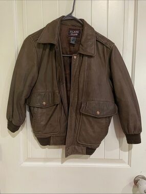 Class Club Brown Leather Bomber Jacket - boys